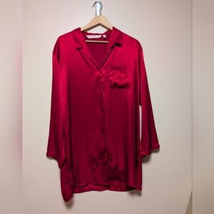 Vintage Y2K Victoria’s Secret Red Satin Sleep Shirt L